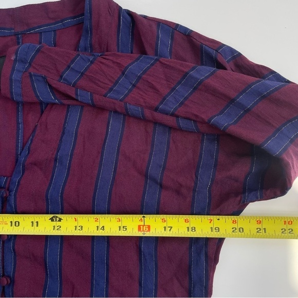 Rails Women's Maroon Burgundy Navy Striped Sloane Blouse Size XS - Picture 8 of 9